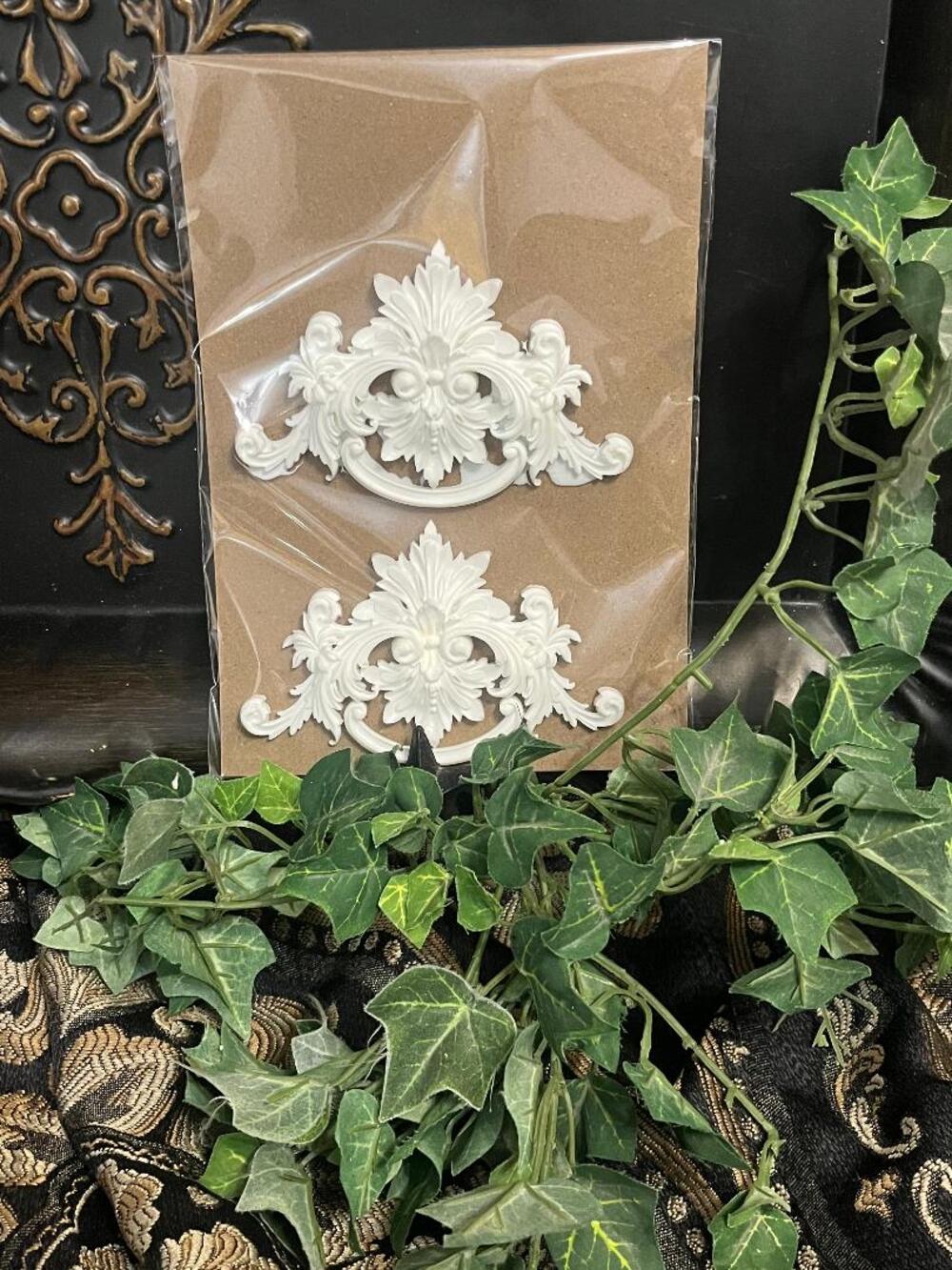 DIY Baroque Scroll & Leaf Resin Onlays (2-Pack) | Raw Craft Appliques